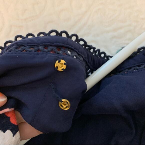 Kate Spade Blue and Red Floral Sleeveless V Neck Mini Dress - Picture 12 of 15